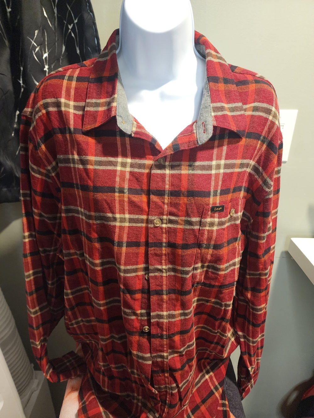 Lee Men’s Red Plaid Flannel Shirt
